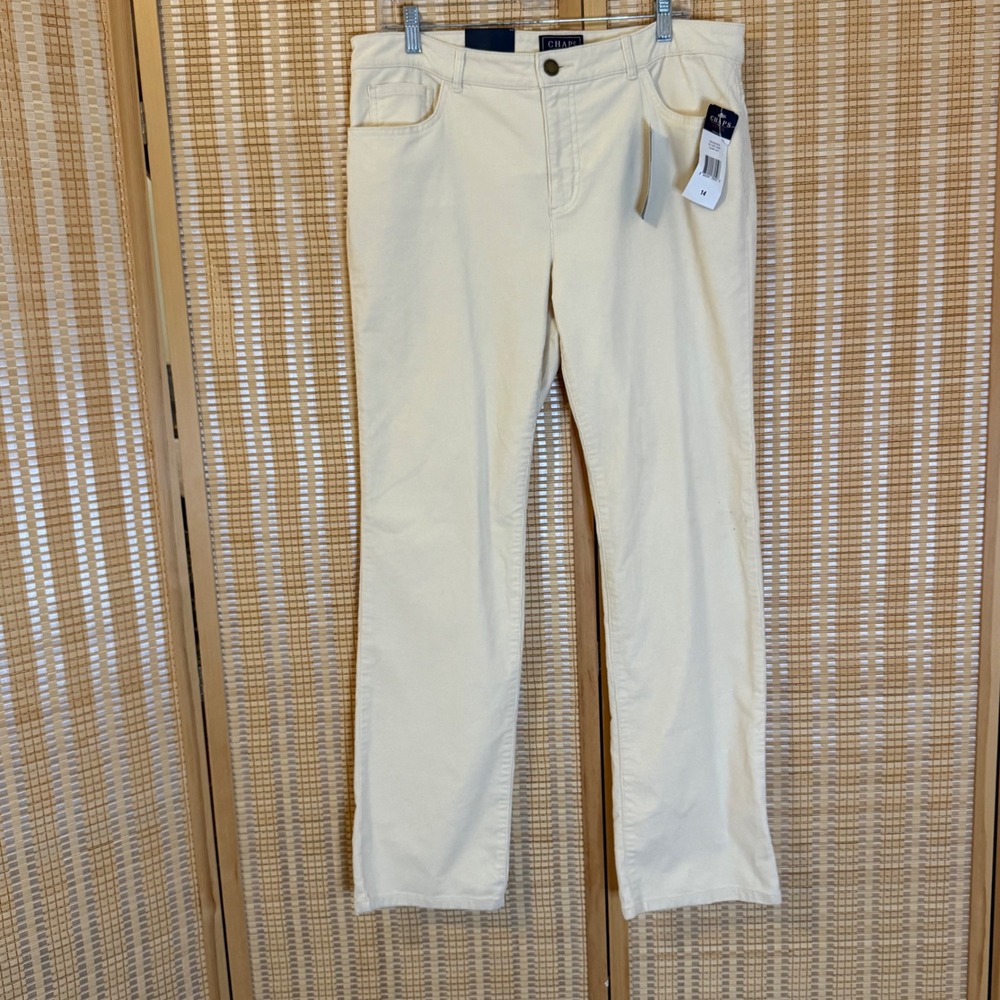 Chaps Denim Womens Cream Corduroy Straight Leg Pants Size 14 NWT Off White